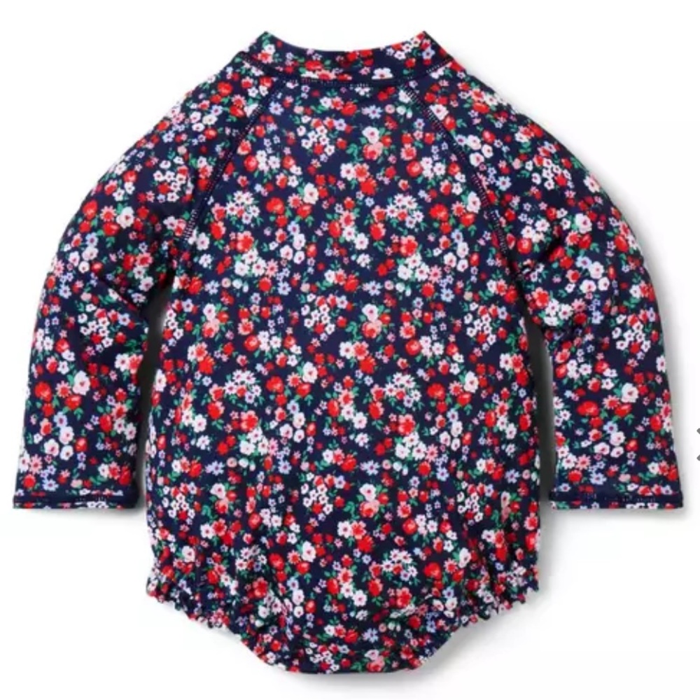 NWT Janie and Jack Baby Floral Rash Guard Swimsuit Merchant Marine